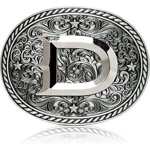 Women's D Western Cowgirl Initial Silver Large Letter Imported Belt Buckles